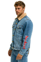 Retro STOKED BOLT SMILEY RANCH SHERPA DENIM JACKET- SUPER LIGHT