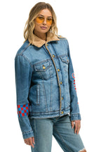Retro STOKED BOLT SMILEY RANCH SHERPA DENIM JACKET- SUPER LIGHT