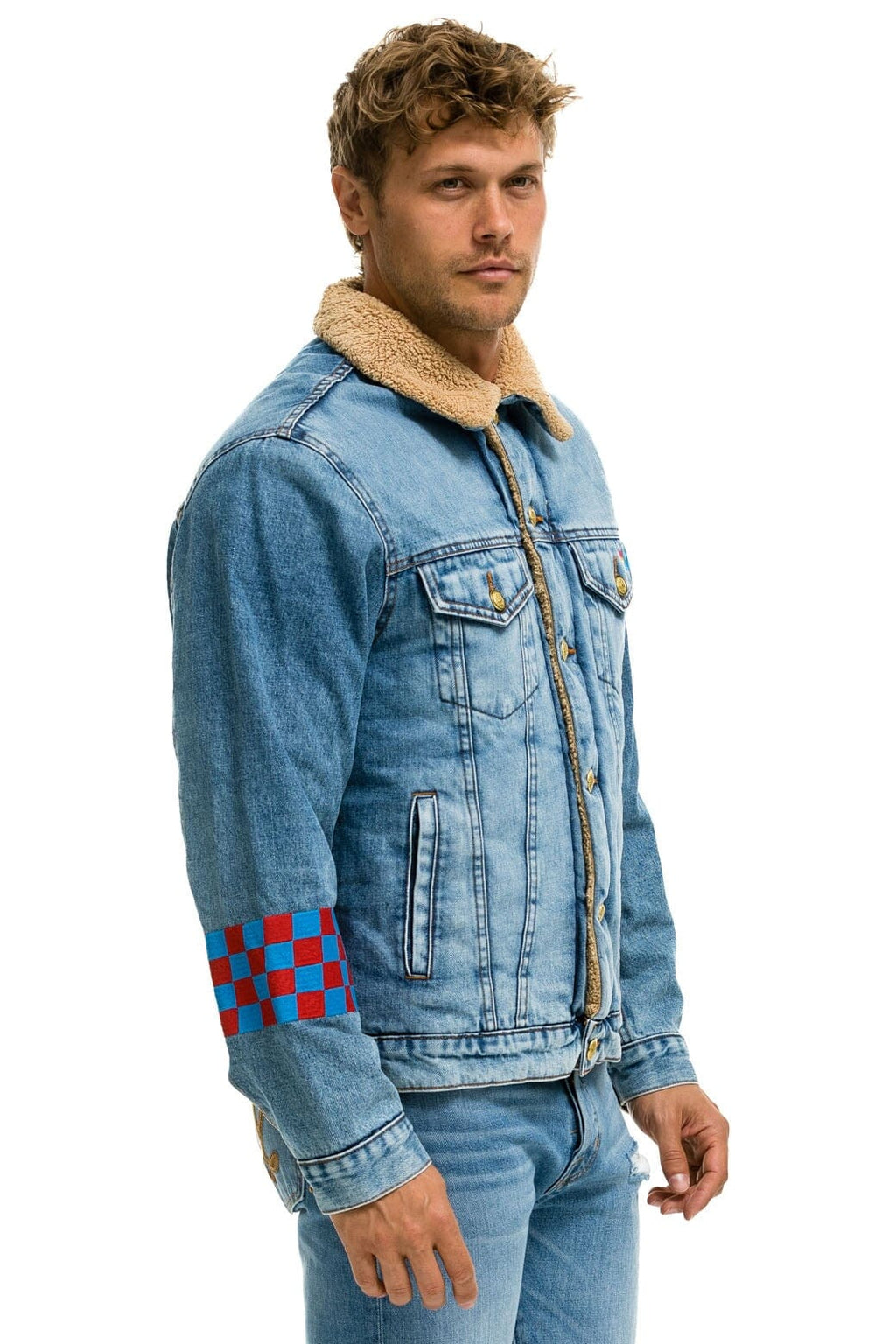 Retro STOKED BOLT SMILEY RANCH SHERPA DENIM JACKET- SUPER LIGHT