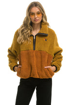 Retro TEDDY APRES HALF ZIP COLOR BLOCK JACKET - HONEY