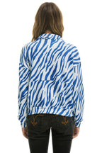 Retro TIGER FLEECE UNISEX HALF ZIP JACKET - BLUE TIGER