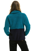 Retro TEDDY UNISEX HALF ZIP COLOR BLOCK JACKET - CAPRI