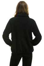 Retro TEDDY UNISEX HALF ZIP JACKET - BLACK