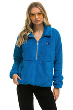 Retro TEDDY UNISEX HALF ZIP JACKET - BLUE CINA