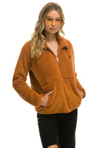 Retro TEDDY UNISEX HALF ZIP JACKET - WHISKEY