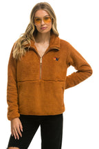 Retro TEDDY UNISEX HALF ZIP JACKET - WHISKEY