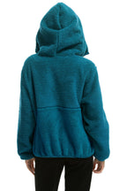 Retro TEDDY UNISEX HOODED HALF ZIP JACKET - CAPRI
