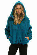 Retro TEDDY UNISEX HOODED HALF ZIP JACKET - CAPRI