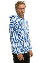 Retro TIGER RELAXED PULLOVER HOODIE WITH ZIPPER POCKETS - BLUE TIGER