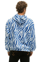Retro TIGER RELAXED PULLOVER HOODIE WITH ZIPPER POCKETS - BLUE TIGER