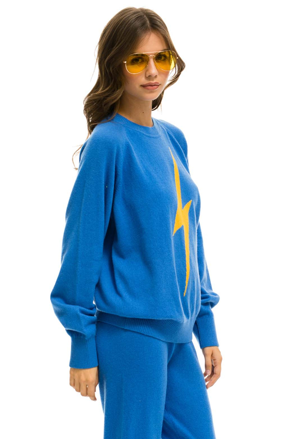 Retro UNISEX BOLT CASHMERE LIGHT SWEATER - VINTAGE BLUE BLUE BOLT