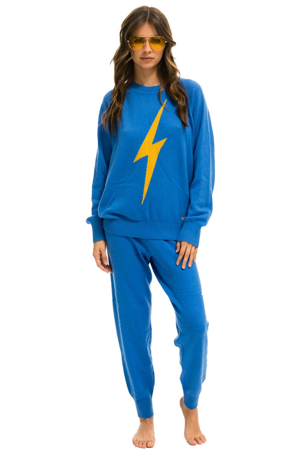Retro UNISEX BOLT CASHMERE LIGHT SWEATER - VINTAGE BLUE BLUE BOLT