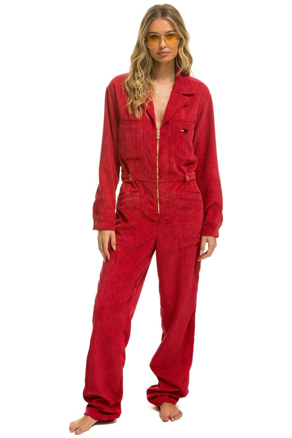 Retro UNISEX CORDUROY FLIGHT SUIT - CHERRY