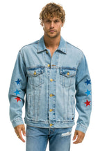 Retro AVIATOR NATION OVERSIZED CONCERT DENIM JACKET - SUPER LIGHT