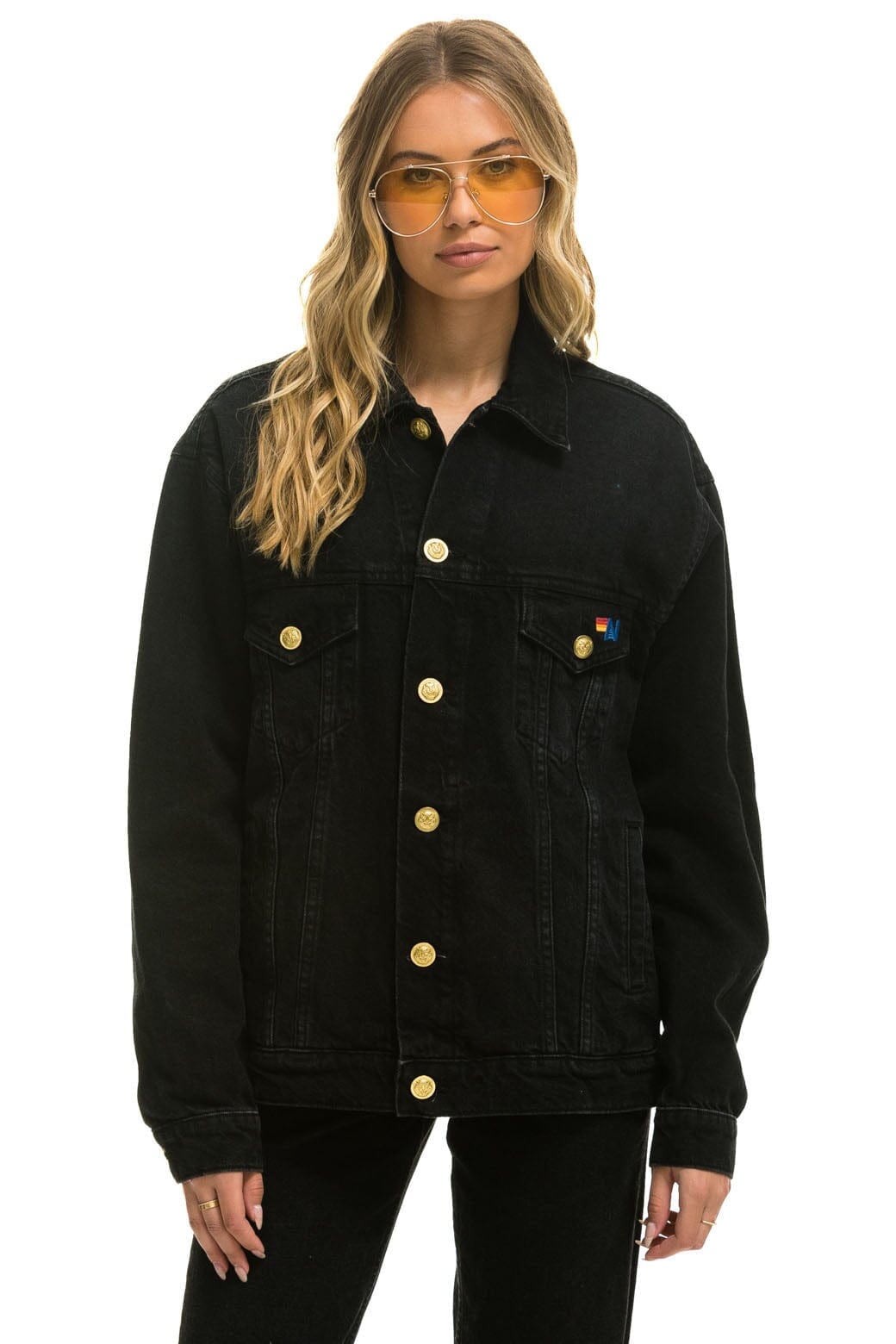 Retro LOCALS ONLY OVERSIZED CONCERT DENIM JACKET - VINTAGE BLACK