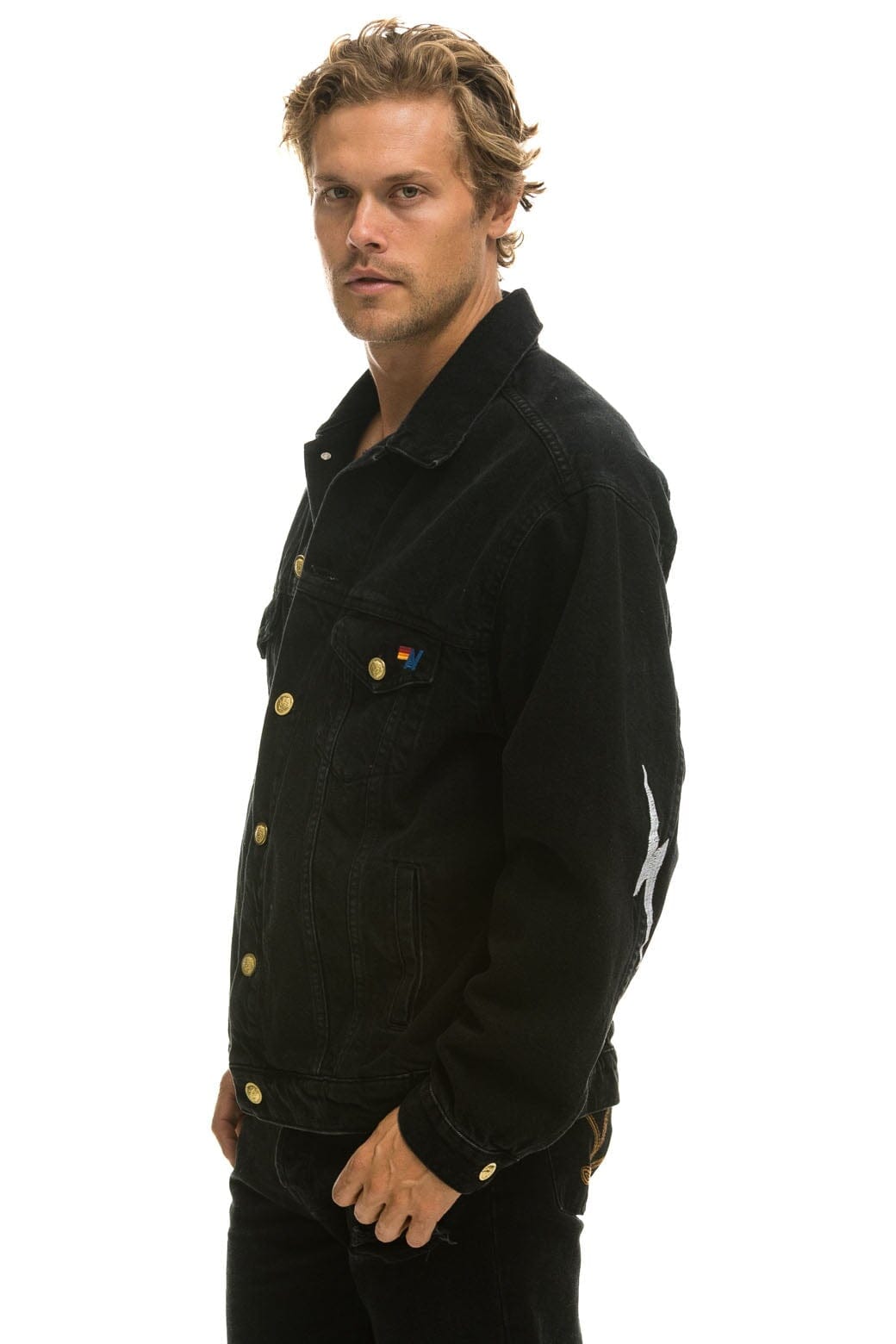 Retro LOCALS ONLY OVERSIZED CONCERT DENIM JACKET - VINTAGE BLACK