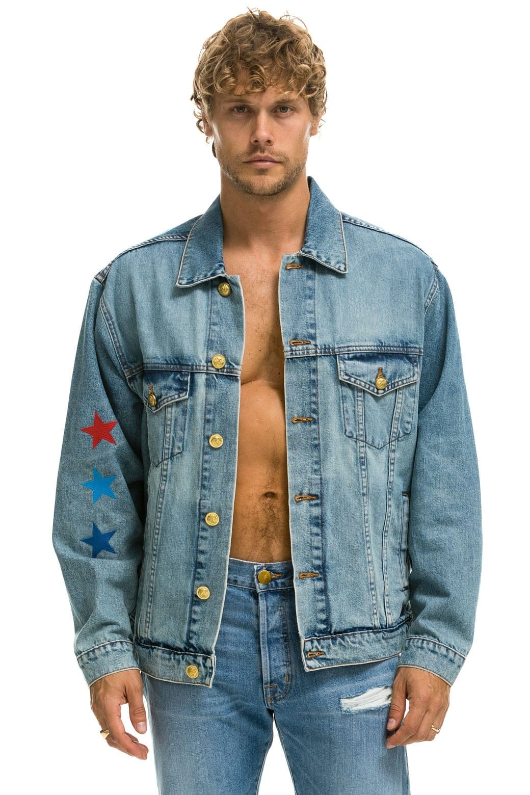 Retro STOKED OVERSIZED CONCERT DENIM JACKET - VINTAGE