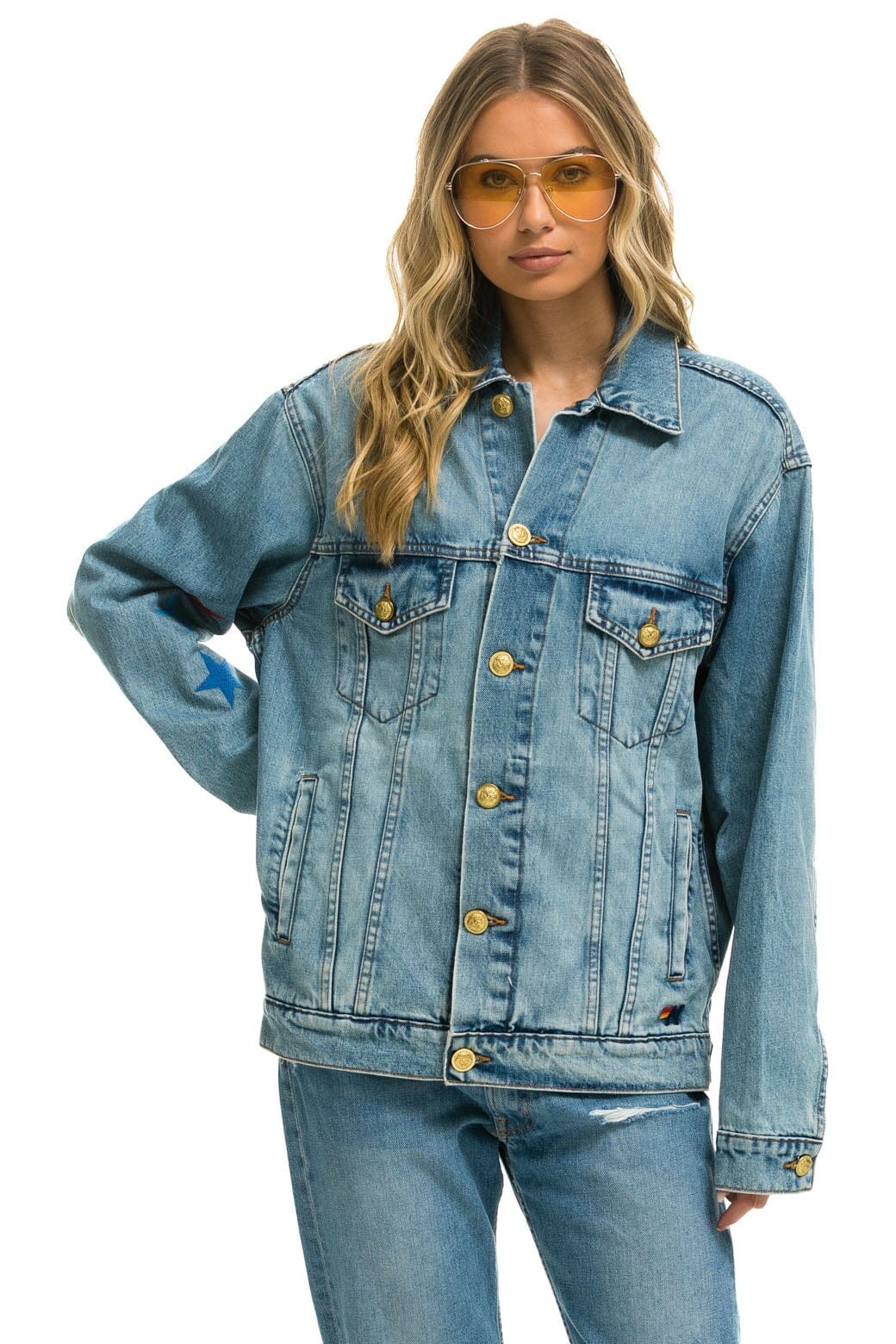 Retro STOKED OVERSIZED CONCERT DENIM JACKET - VINTAGE