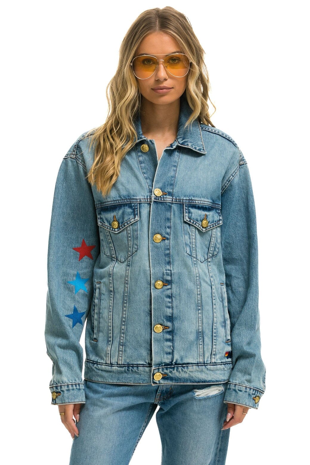 Retro STOKED OVERSIZED CONCERT DENIM JACKET - VINTAGE