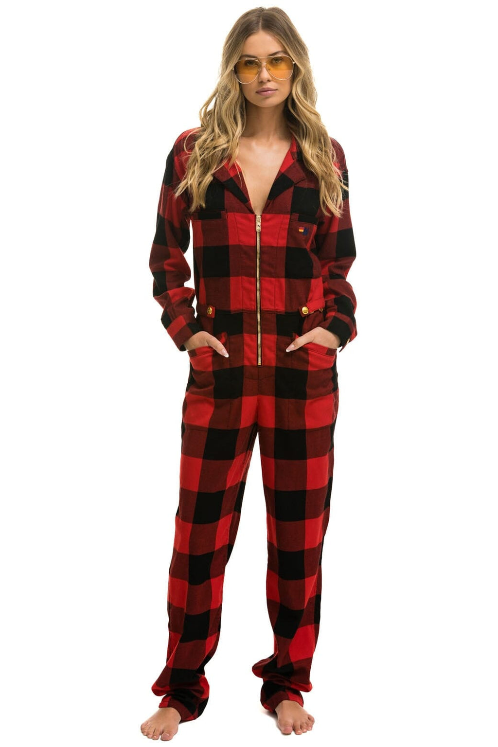Retro UNISEX PLAID FLIGHT SUIT - BUFFALO PLAID