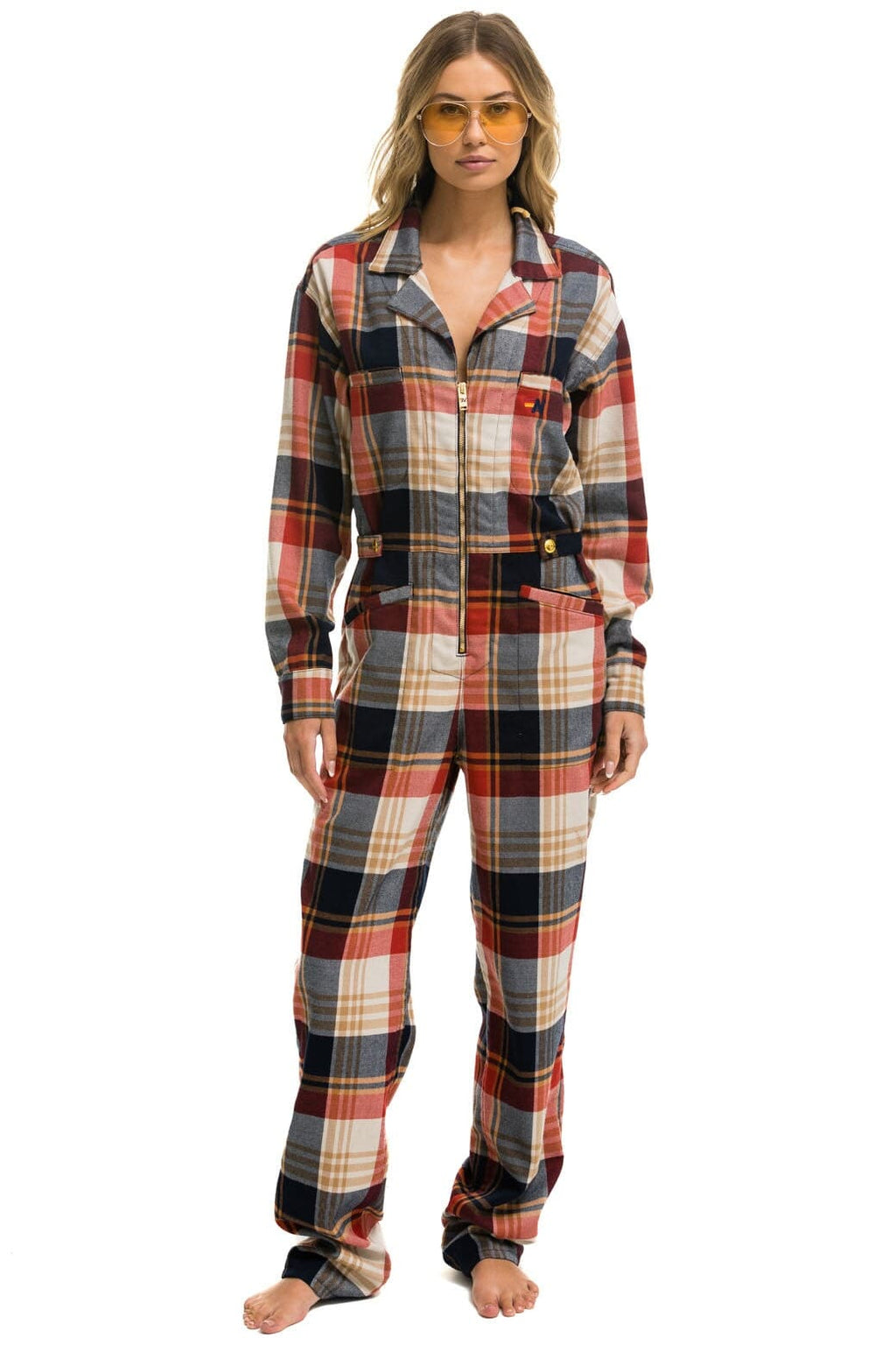 Retro UNISEX PLAID FLIGHT SUIT - COWBOY PLAID