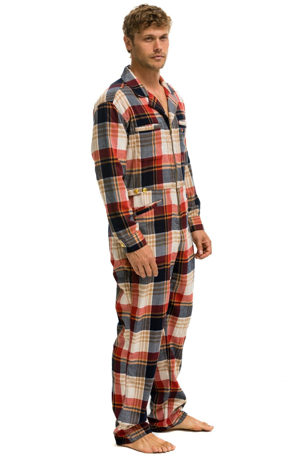 Retro UNISEX PLAID FLIGHT SUIT - COWBOY PLAID