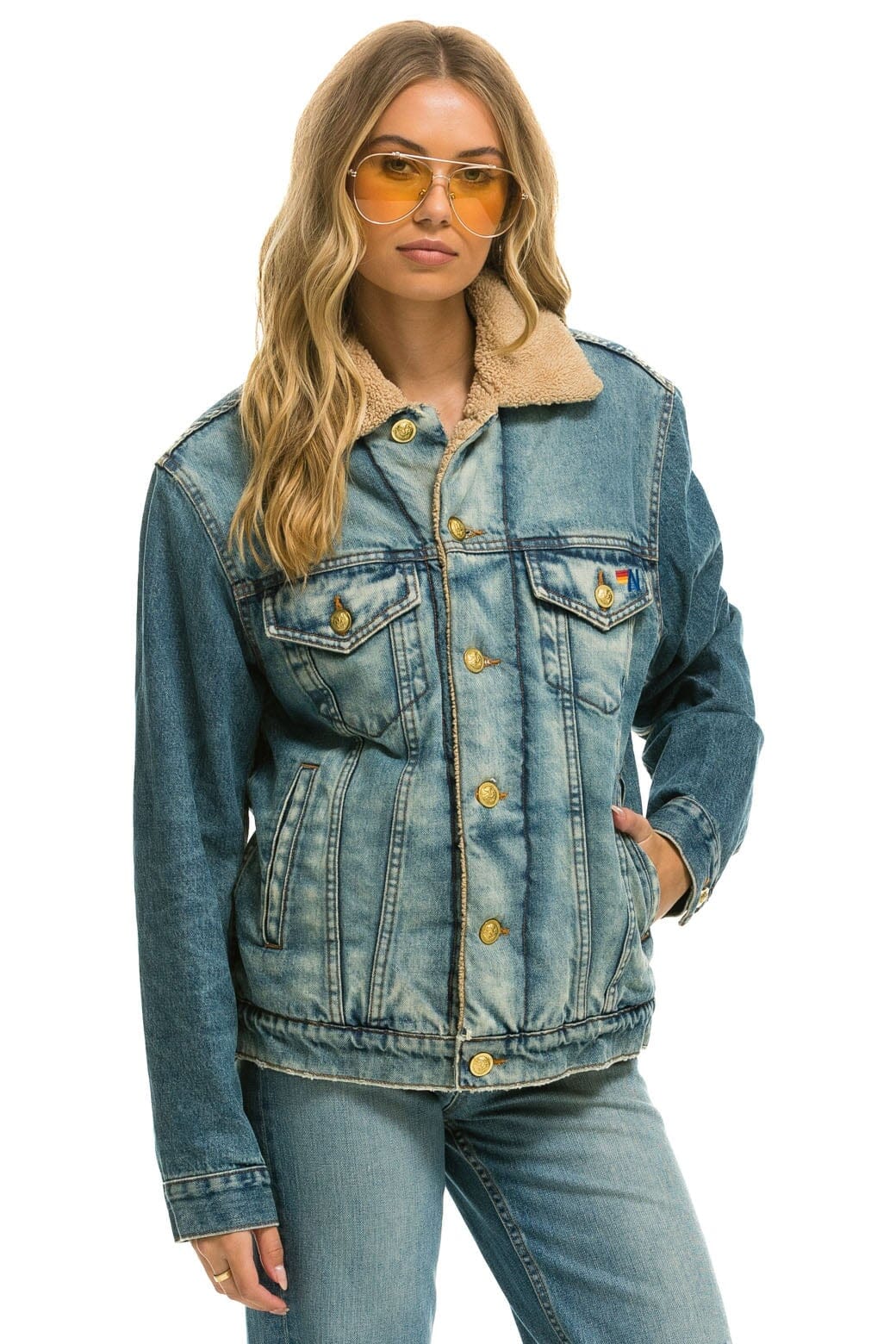Retro CALI LOVER RANCH SHERPA DENIM JACKET - VINTAGE