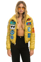 Retro VINTAGE PATCH APRES PUFFER JACKET - HONEY GLOSSY