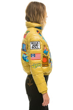 Retro VINTAGE PATCH APRES PUFFER JACKET - HONEY GLOSSY