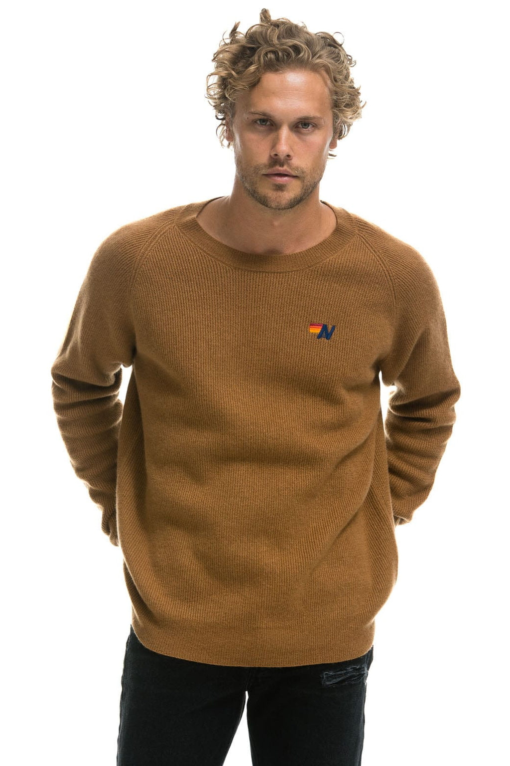 Retro VINTAGE CABIN 2 UNISEX CASHMERE SWEATER - BUTTERSCOTCH