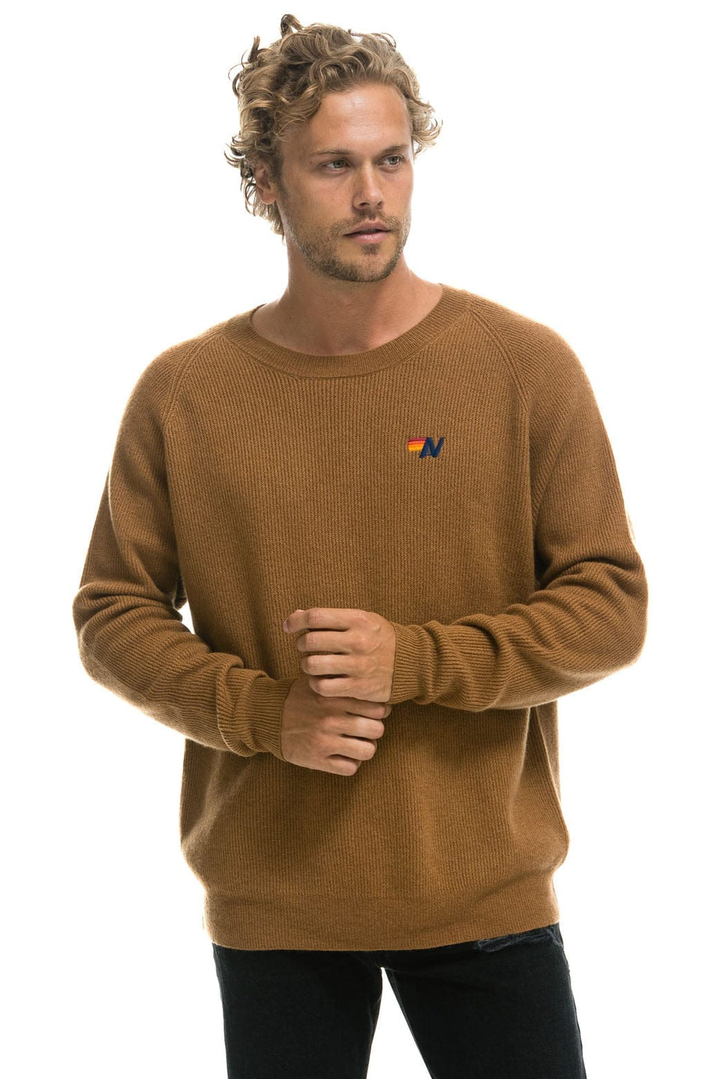 Retro VINTAGE CABIN 2 UNISEX CASHMERE SWEATER - BUTTERSCOTCH