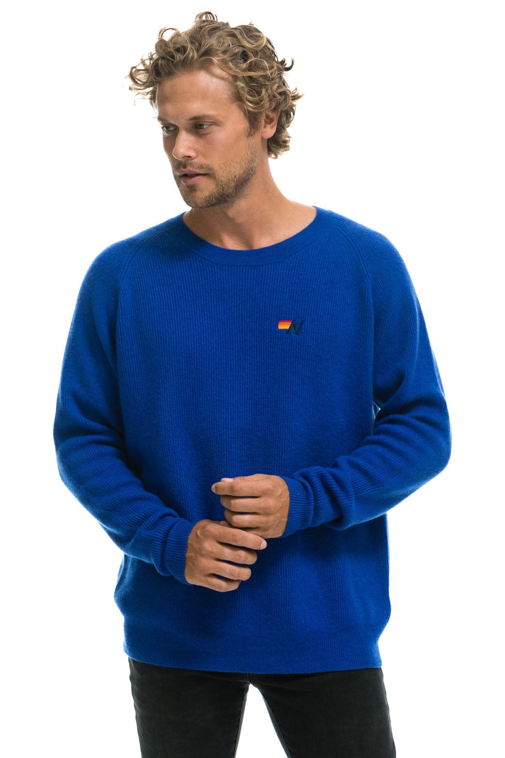 Retro VINTAGE CABIN 2 UNISEX CASHMERE SWEATER - LAPIS