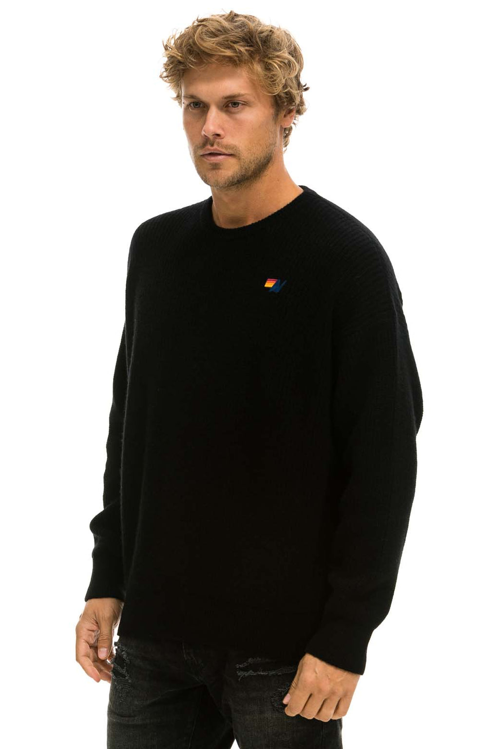 Retro VINTAGE CABIN UNISEX CASHMERE SWEATER - BLACK