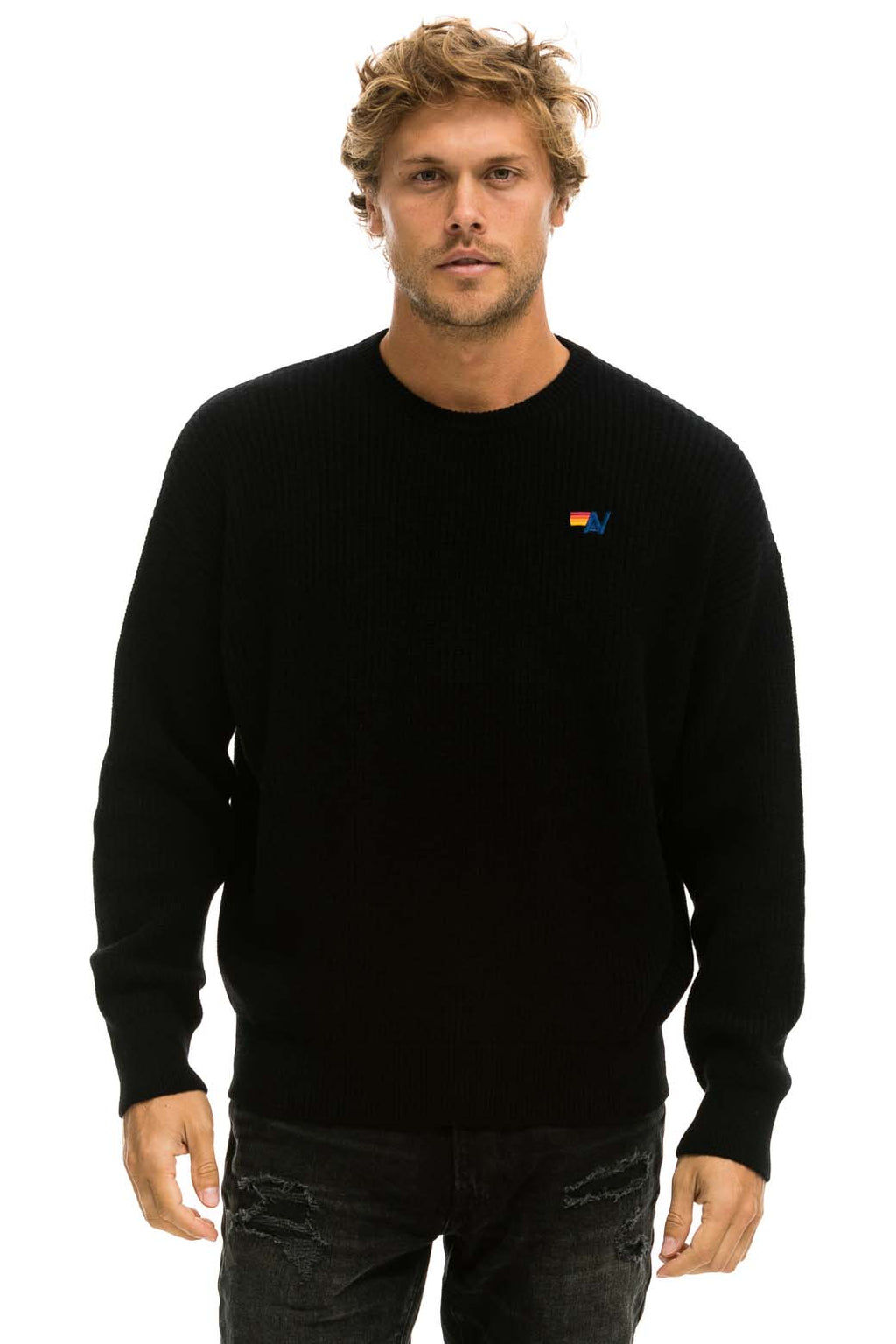 Retro VINTAGE CABIN UNISEX CASHMERE SWEATER - BLACK