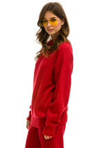 Retro VINTAGE CABIN UNISEX CASHMERE SWEATER - CHERRY