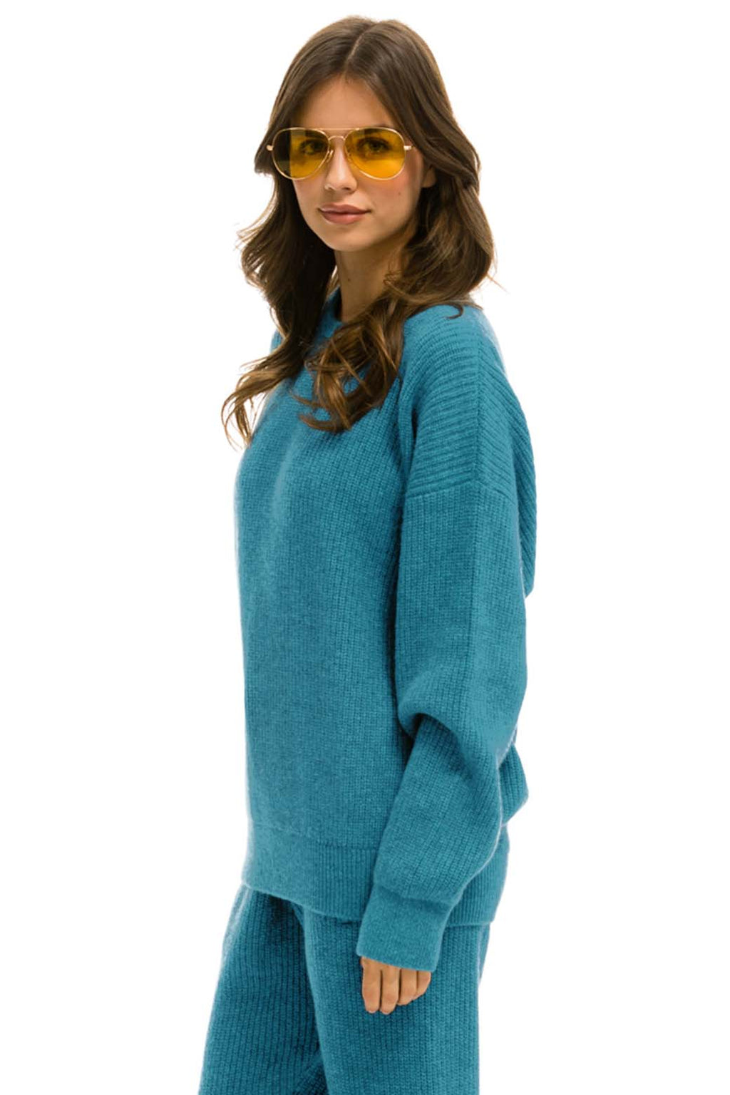 Retro VINTAGE CABIN UNISEX CASHMERE SWEATER - COBALT