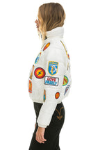Retro VINTAGE PATCH APRES PUFFER JACKET - WHITE GLOSSY
