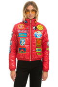 Retro VINTAGE PATCH APRES PUFFER JACKET - CHERRY GLOSSY