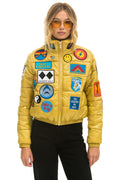 Retro VINTAGE PATCH APRES PUFFER JACKET - HONEY GLOSSY