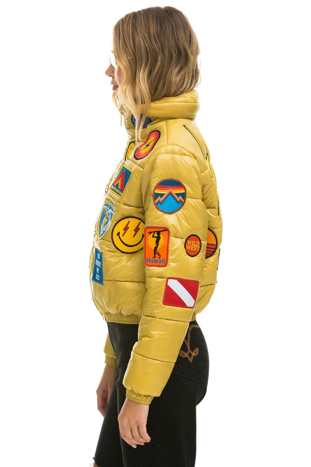 Retro VINTAGE PATCH APRES PUFFER JACKET - HONEY GLOSSY