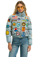 Retro VINTAGE PATCH DENIM APRES PUFFER JACKET - VINTAGE