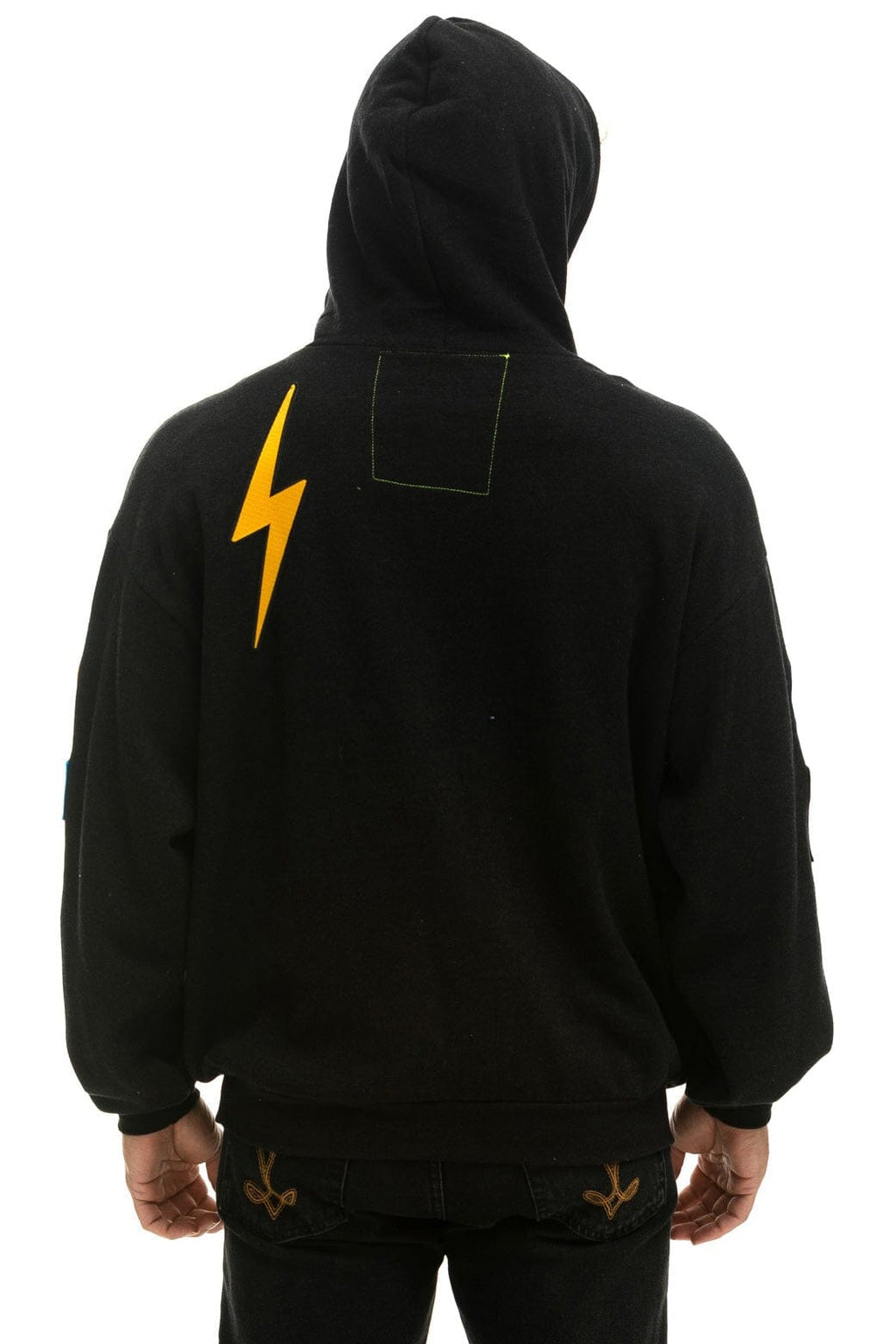 Retro VINTAGE PATCH RELAXED PULLOVER HOODIE- BLACK