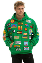 Retro VINTAGE PATCH RELAXED PULLOVER HOODIE- KELLY GREEN