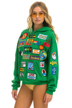 Retro VINTAGE PATCH RELAXED PULLOVER HOODIE- KELLY GREEN