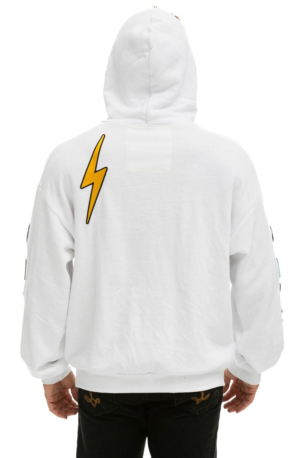Retro VINTAGE PATCH RELAXED PULLOVER HOODIE- WHITE