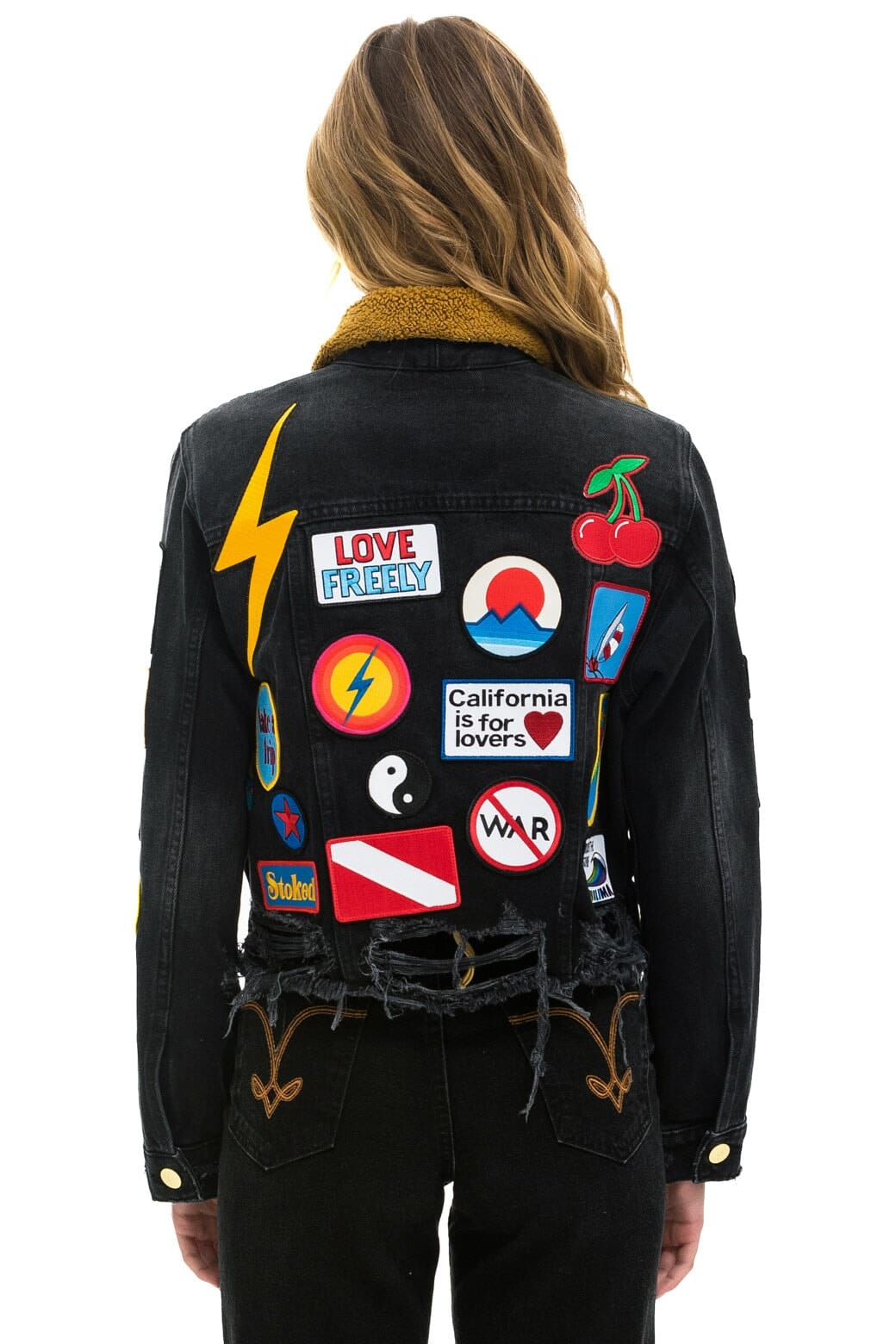 Retro VINTAGE PATCH UNISEX DENIM JACKET - VINTAGE BLACK