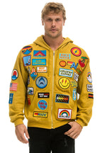 Retro VINTAGE PATCH ZIP HOODIE RELAXED - KHAKI