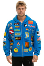 Retro VINTAGE PATCH ZIP HOODIE RELAXED - OCEAN