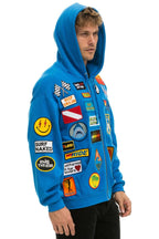 Retro VINTAGE PATCH ZIP HOODIE RELAXED - OCEAN