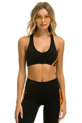 Retro WOMENS 5 STRIPE SPORTS BRA - BLACK